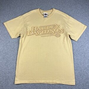 Harley Davidson T Shirt Mens Medium Yellow Docs St Louis Kirkwood USA Made